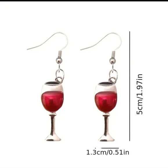 NWT Red Wine Glass Earrings 🍷 - Picture 3 of 4